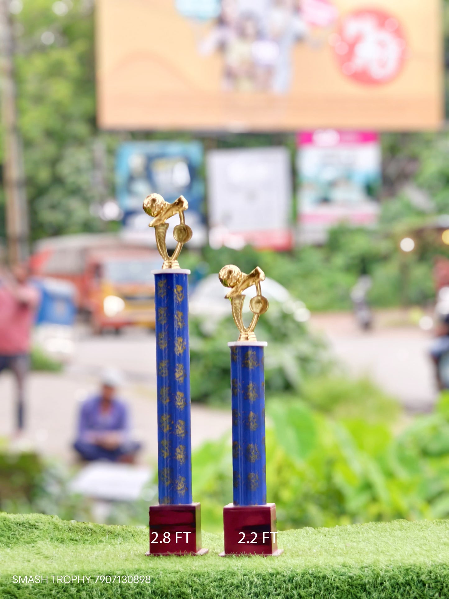 Low price plastic trophies D02-580 BLUE